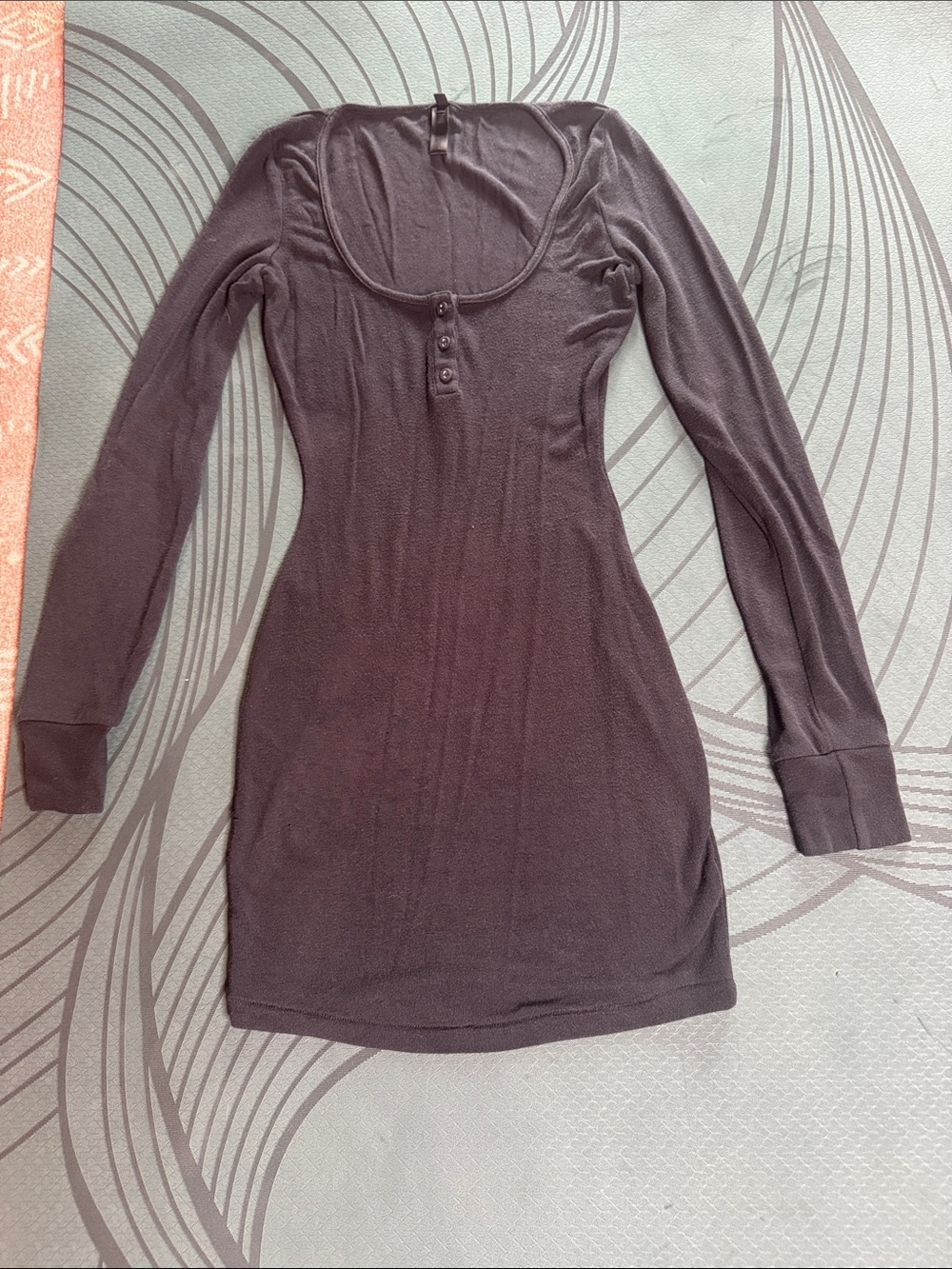Skims Black Long-Sleeve Scoop Neck Bodycon Dress